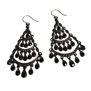 Black‎ Art Deco Style Chandelier Earrings